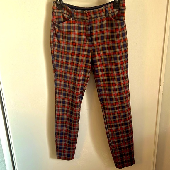 Express Stretch + Skinny Mid Rise Preppy Plaid Every Day Any Occasion Pants - Picture 9 of 9